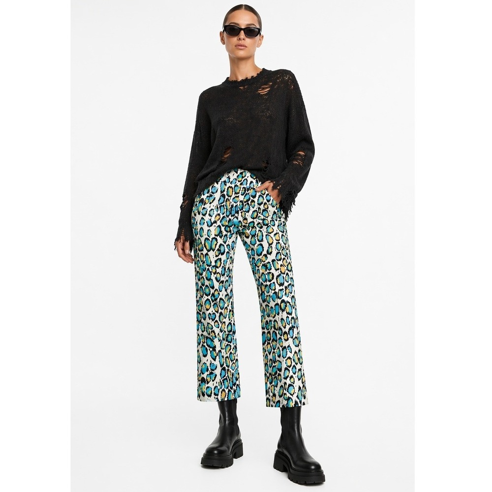 R13‎ Slouch Pant Multicolor Leopard Animal Print Cropped Trousers Pants 24 NWOT